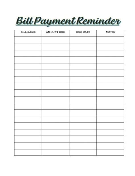 Bill Payment Reminder Template - Etsy