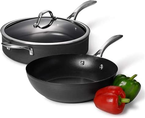 ProCook Professional Anodised Non-Stick Pan Set - Saute Pan and Wok - Induction Pans with ...