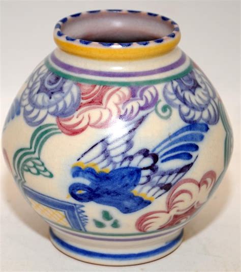 Poole Pottery Carter Stabler Adams LW pattern vase 5.5" high, 8" dia ...