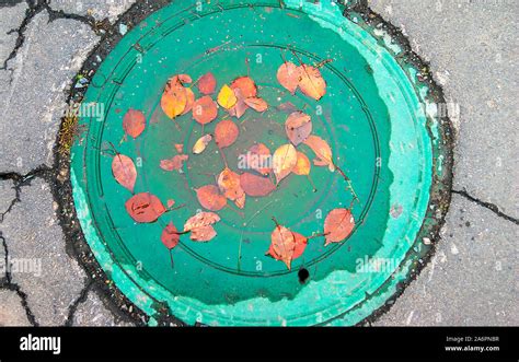 Manhole cover round of grass cover hi-res stock photography and images - Alamy