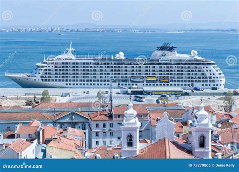 Cruise Ship in Lisbon, Portugal. Editorial Image - Image of river ...