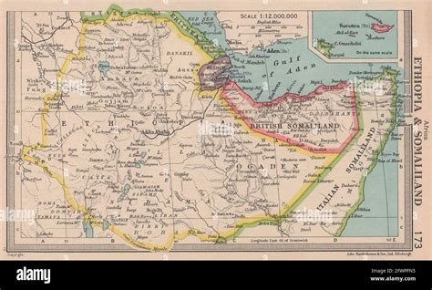 Ethiopia & British French Italian Somaliland. Somalia. BARTHOLOMEW 1949 ...