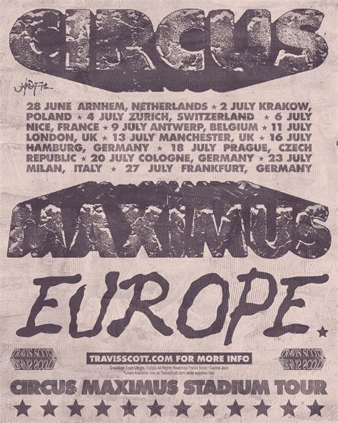 Travis Scott Announces European UTOPIA - Circus Maximus Tour Dates in 2024 | Plakat