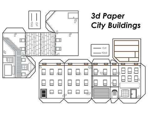 Printable 3D Paper City Buildings Template - Printable Word Searches