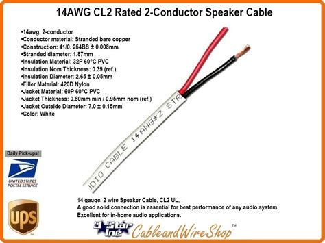 14AWG CL2 Rated 2-Conductor Speaker Cable