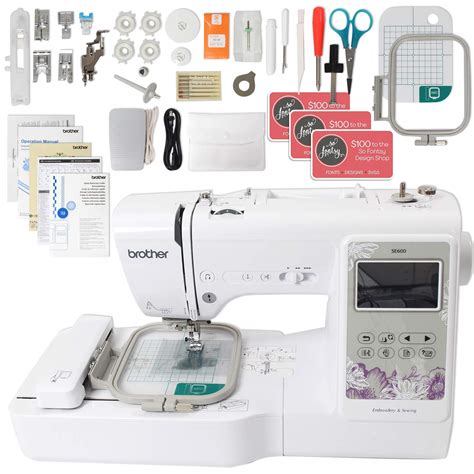 Brother SE600 Computerized Sewing and Embroidery Machine Bundle with 4 ...