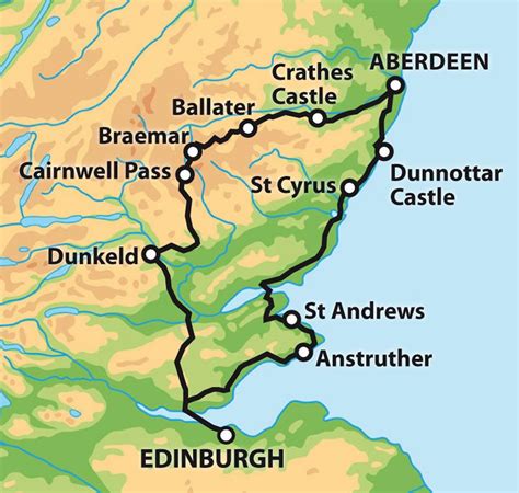 Private 2 Day Tour - Aberdeen, Castles and Coast map | Scotland tours ...