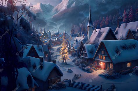 Premium Photo | A beautiful christmas village in the mountains winter ...