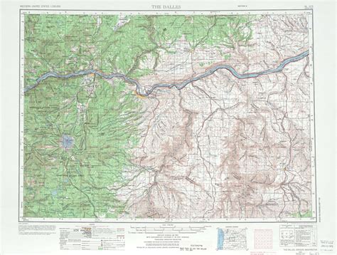 The Dalles topographic map, OR, WA - USGS Topo 1:250,000 scale
