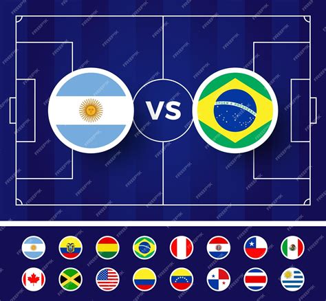 Premium Vector | Football America 2024 match versus field with flag set ...