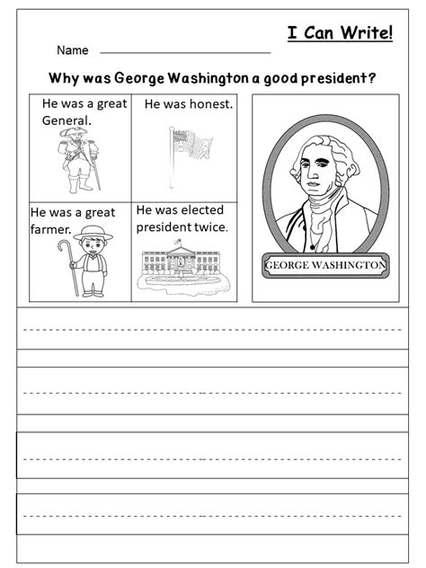 Free President's Day Writing Worksheet - kindermomma.com