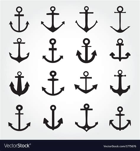 Set of anchor symbols or logo template Royalty Free Vector