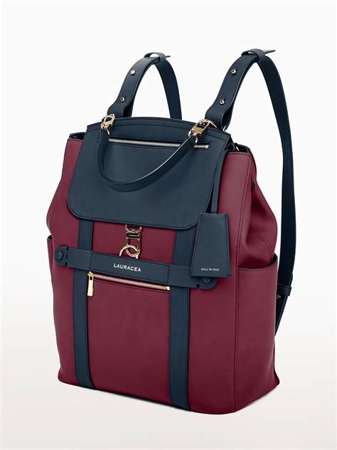 CONVERTIBLE BACKPACK TOTE - CRANBERRY / NAVY MATTE | LAURACEA