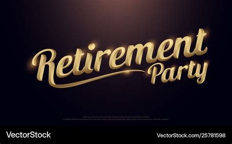 Retirement party golden logo calligraphy Vector Image