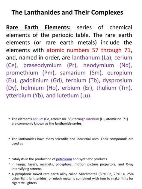 The Lanthanides and Their Complexes | PDF | Lanthanide | Physical Sciences