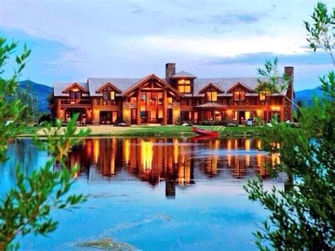 Lake house. Log cabin mansion on the water | Mansions, Beautiful homes, House