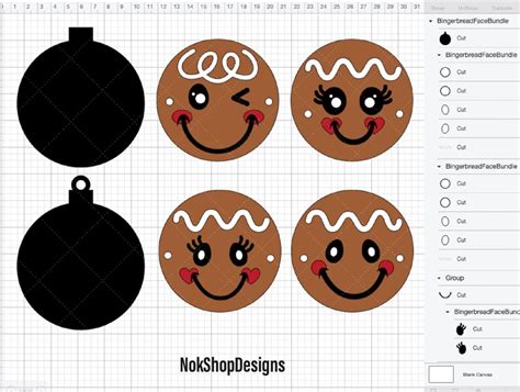 Gingerbread Face Disc Ornament SVG Bundle Christmas Svg - Etsy