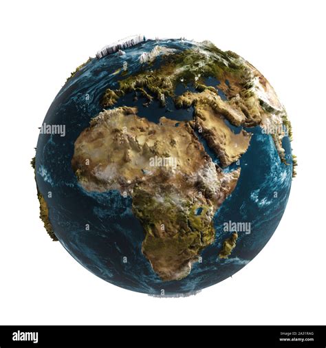 3D earth map with relief, white background Stock Photo - Alamy