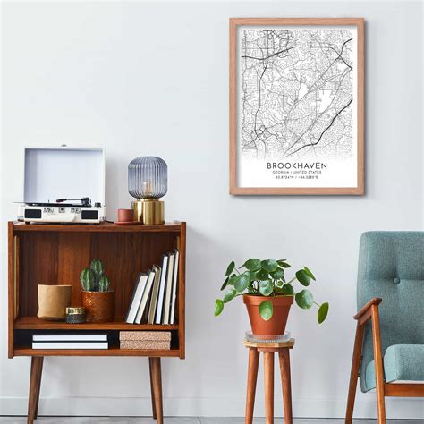 Brookhaven Georgia Map Poster, Modern Home Decor Wall Art Print ...