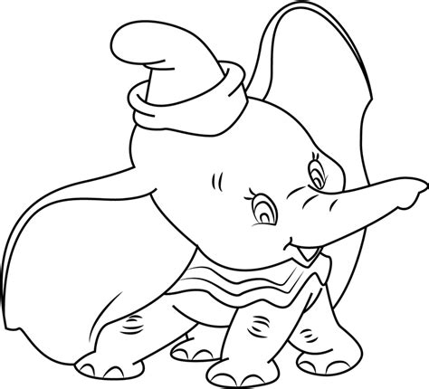 Happy Dumbo Coloring Page - Free Printable Coloring Pages for Kids