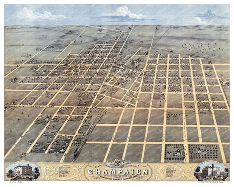 Beautifully restored map of Champaign, Illinois from 1869 - KNOWOL