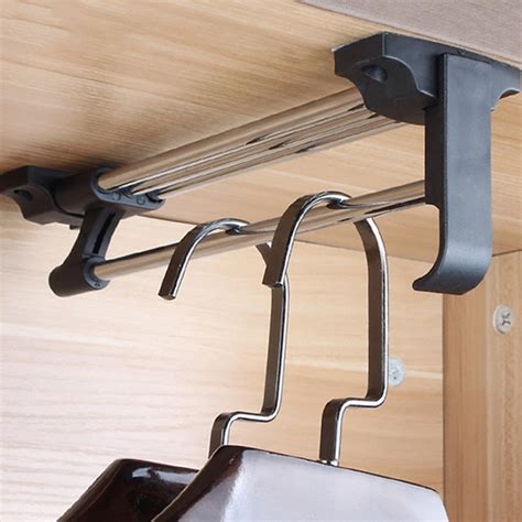 30cm/ 11.8 Inches Heavy Duty Retractable Closet Pull Out Rod Wardrobe Clothes Hanger Rail Towel ...