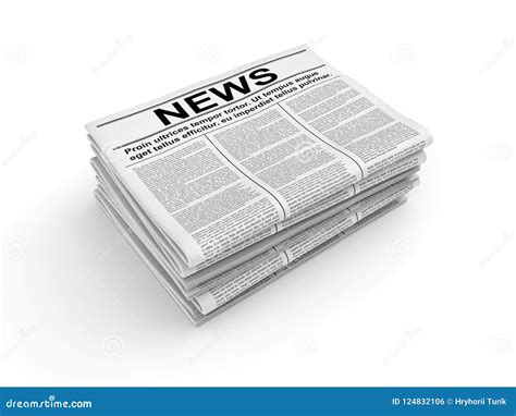 Stack of Newspaper on White. 3D Rendering Stock Illustration - Illustration of message ...