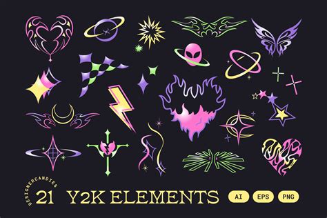 Y2K Graphics Set [AI, EPS, PNG] - DesignerCandies