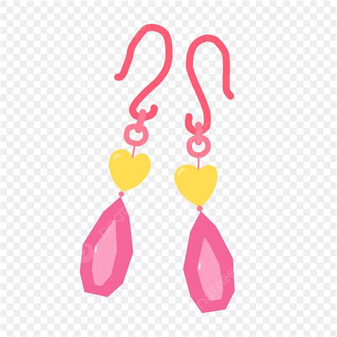 Earring Clipart Vector, Pink Earrings Yellow Heart Beautiful Earrings Pink Crystal, Pink Diamond ...