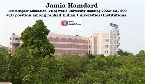 Jamia Hamdard Ranked at 10th Position in India in Times Higher Education World University ...