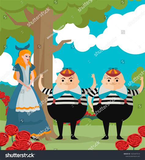 Tweedledum Tweedledee Alice Wonderland Twins Brothers Stock Vector ...