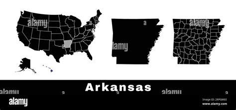 Map of arkansas state usa set maps Royalty Free Vector Image Stock Vector Image & Art - Alamy