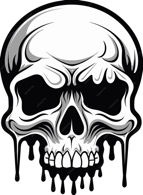 Premium Vector | Dystopian drip black slime logo with skull eerie ...