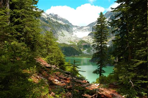 lake, Forest, Mountain, Washington State, Trees, Cliff, Water, Clouds, Green, Nature, Landscape ...