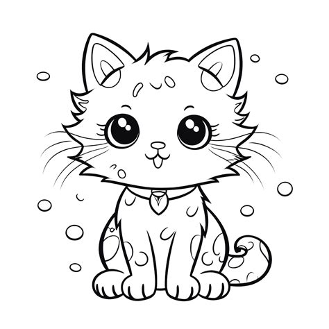 Cute cartoon cat. Coloring book page for children, isolated object, whimsical cartoon drawing ...