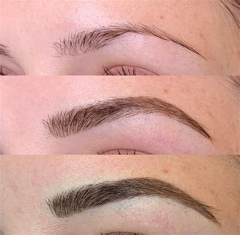 Final microblading photos. Before, after 1st session and after 6 week ...