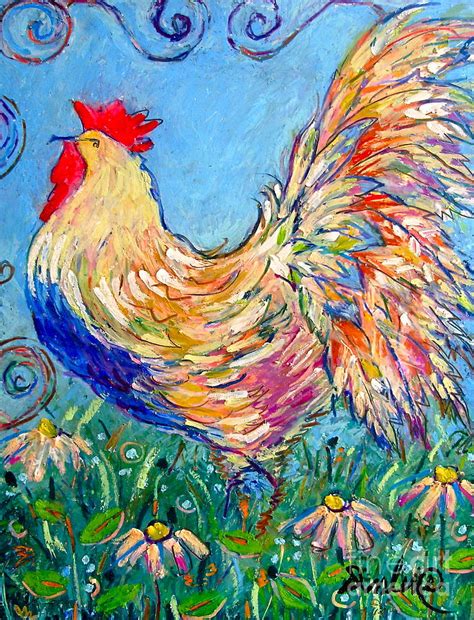 Blue Rooster Painting by Darlene BEVILL