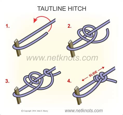 Tautline Hitch - How to tie a Tautline Hitch | Survival knots, Camping knots, Knots guide