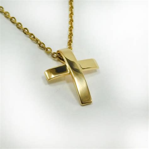 Solid Gold Cross Men Gold Necklace Mens Gold Cross 14K Gold - Etsy