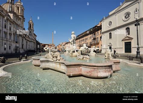 Italy, Rome, Piazza Navona, fountain of the Moor Stock Photo - Alamy