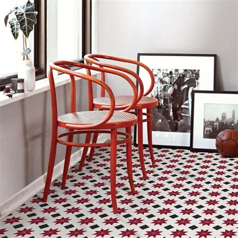 FloorPops Red 12-in x 12-in Water Resistant Peel and Stick Vinyl Tile (10-sq ft) in the Vinyl ...