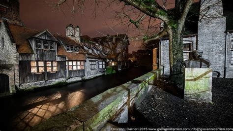 Night view of the historic center of Bruges