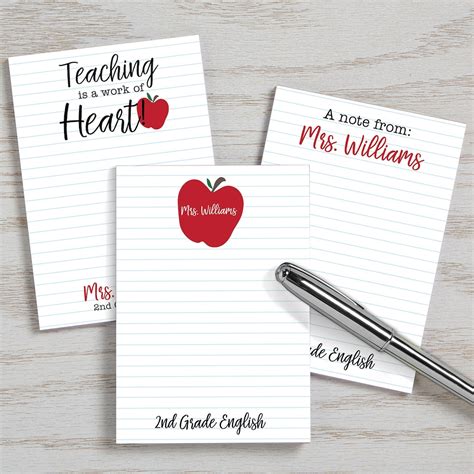 Inspiring Teacher Personalized Mini Notepad Set of 3, Teacher Gift, Teacher Appreciation, Back ...