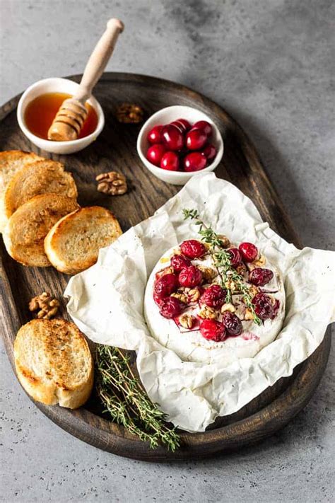 Baked Camembert With Honey, Cranberries & Walnuts