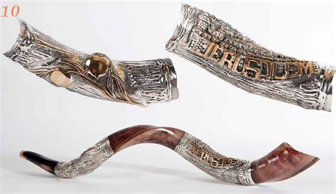 Sterling Silver Plated Yemenite Shofar - Jerusalem Design