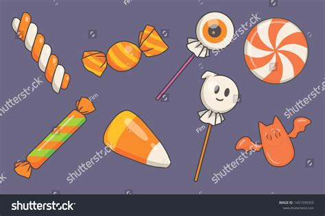 Collection Traditional Vector Cartoon Halloween Candy Stock Vector ...