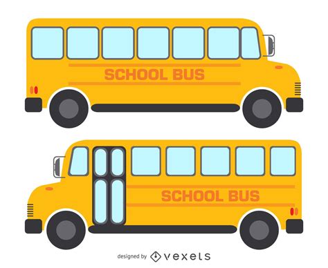 Descarga Vector De 2 Dibujos De Autobuses Escolares Aislados