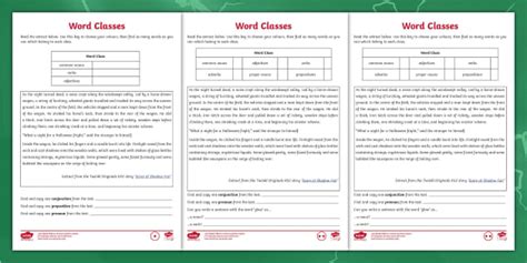 Sorting Word Classes KS2 Grammar Worksheet | Twinkl Originals