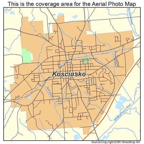 Aerial Photography Map of Kosciusko, MS Mississippi