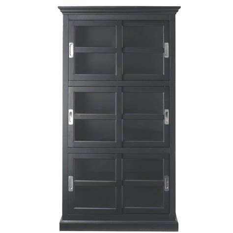 Home Decorators Collection Lexington Black Glass Door Bookcase ...